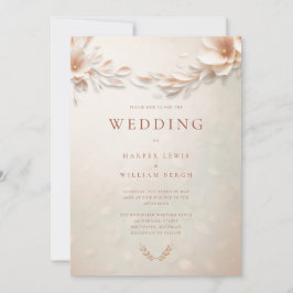 Hochzeit von Elfenbeinpfirsichblumen Einladung