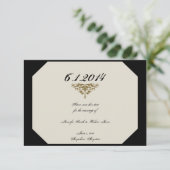 Hochzeit von Elfenbeinschwarz und Goldmedaille Sav Save The Date (Stehend Vorderseite)