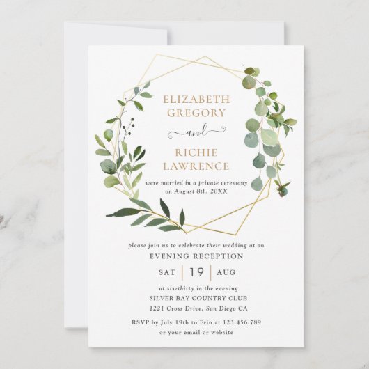 Hochzeit von Empfang nur goldene Geometrie Einladung (Vorderseite)