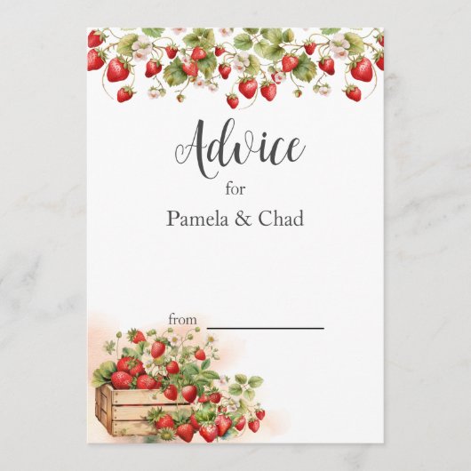 Hochzeit von Erdbeeren Hinweiskarte (Vorderseite)