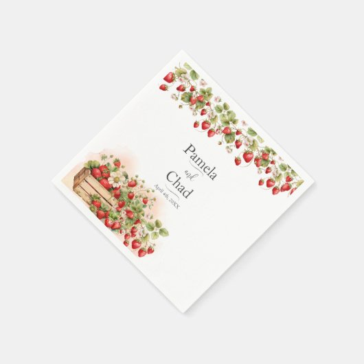 Hochzeit von Erdbeeren Serviette (Ecke)