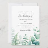 Hochzeit von Eukalyptus-Waldfarnen Einladung (Vorderseite)