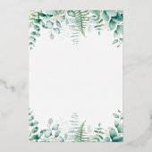 Hochzeit von Eukalyptus-Waldfarnen Folieneinladung (Rückseite)