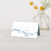 Hochzeit von Fischen mit blauer Wasserfarbe an der Platzkarte (Vorderseite)