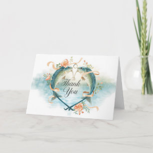 Hochzeit von Fischereiliebhabern Dankeskarte