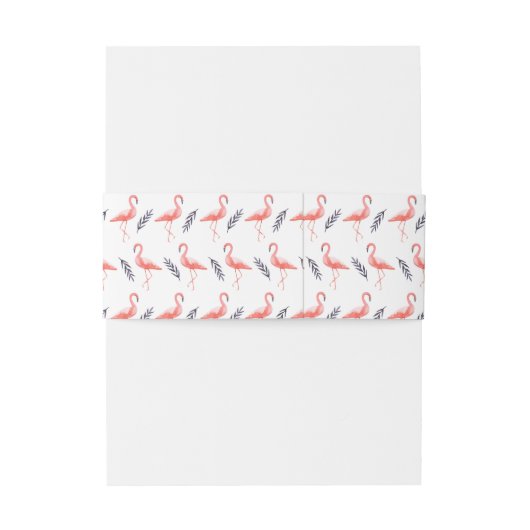 Hochzeit von Flamingos und tropischen Palmenblätte Einladungsbanderole (Rückseitenbeispiel)