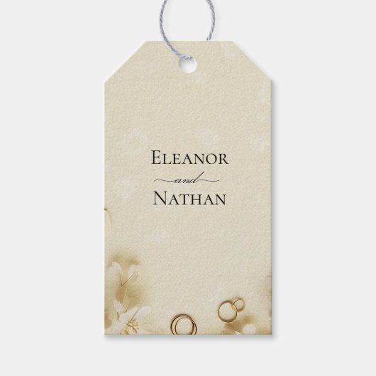 Hochzeit von Floral Beige Frühjahr Geschenkanhänger (Vorderseite)