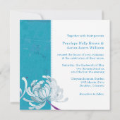Hochzeit von Floral Türkis Einladung (Rückseite)