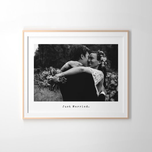 Hochzeit von Foto und Schreibmaschine Caption Just Poster