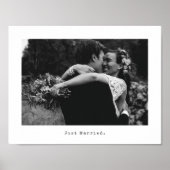 Hochzeit von Foto und Schreibmaschine Caption Just Poster (Vorne)