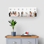 Hochzeit von Fotos VERHEIRATET 7 Bildersammlung Leinwanddruck<br><div class="desc">Elegante, gedehnte Leinwand, personalisiert mit Ihren Hochzeitsfeiern Fotos. Ein stilvolles Design in neutraler Farbpalette in Weiß und Dunkelblau - ideal für Jungvermählte und Jubiläumsgeschenke. Die Fotovorlage ist für Sie ein Set, um 7 Ihrer Lieblingsfotos hinzuzufügen, die im Porträtformat in einer einfachen Rasterstil-Foto-Collage dargestellt werden. VERHEIRATET wird in der modernen Großbuchstabe...</div>