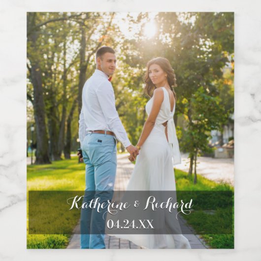 Hochzeit von Fotovorlagen Weinetikett (Einzelnes Label)