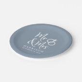 Hochzeit von Frau Dusty Blue Pappteller (Schrägansicht)