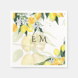 Hochzeit von frisch gelben Zitronen Serviette