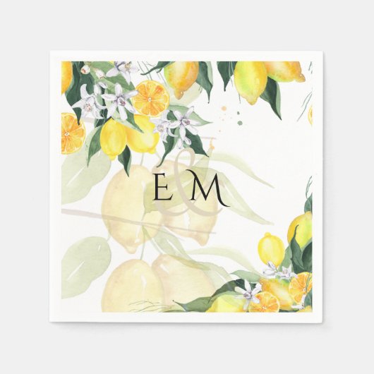 Hochzeit von frisch gelben Zitronen Serviette (Vorderseite)