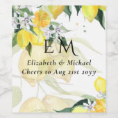 Hochzeit von frisch gelben Zitronen Weinetikett (Einzelnes Label)