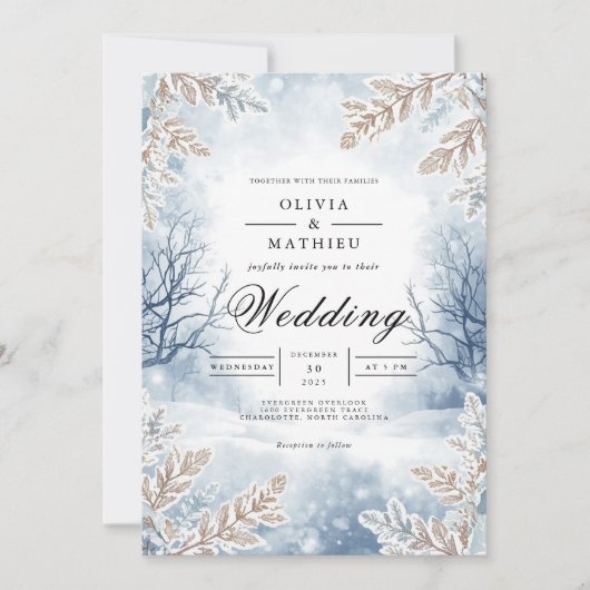 Hochzeit von Frostigen Landschaften Einladung (Vorderseite)