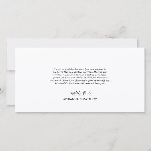 Hochzeit von fünf Fotos Liebe und Dankeschön-Scrip Dankeskarte (Rückseite)