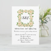 Hochzeit von Gardenia Floral Monogram Einladung (Stehend Vorderseite)