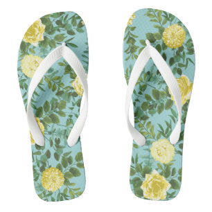 Hochzeit von Gelb und Aqua Vintager Frühling Badesandalen