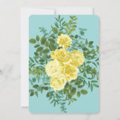 Hochzeit von Gelb und Aqua Vintager Frühling Einladung (Rückseite)