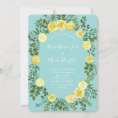 Hochzeit von Gelb und Aqua Vintager Frühling Einladung (Vorderseite)