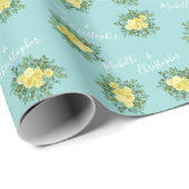 Hochzeit von Gelb und Aqua Vintager Frühling Geschenkpapier (Rolleneckpunkt)