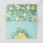 Hochzeit von Gelb und Aqua Vintager Frühling Platzkarte (Außenseite Aufgefaltet)