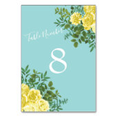 Hochzeit von Gelb und Aqua Vintager Frühling Tischnummer (Vorderseite)