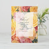 Hochzeit von Gelb und Blüte Einladung (Stehend Vorderseite)