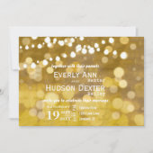 Hochzeit von Gelb und Gold Forest Lights Garland Einladung (Vorderseite)