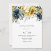 Hochzeit von Gelb und Navy Einladung (Vorderseite)