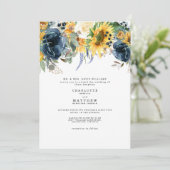 Hochzeit von Gelb und Navy Einladung (Stehend Vorderseite)