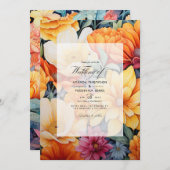 Hochzeit von Gelb und Orange Einladung (Vorne/Hinten)