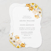 Hochzeit von Gelb und Pfirsichblumen Einladung (Vorne/Hinten)