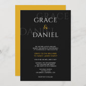 Hochzeit von Gelb und Schwarz Einladung (Vorne/Hinten)