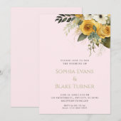 Hochzeit von Gelb-Weiß und Grün-Rosa Einladung (Vorne/Hinten)