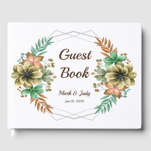 Hochzeit von gelben und orangefarbenen Wasserfarbe Gästebuch (Vorderseite)