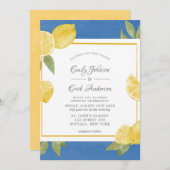 Hochzeit von Gelben Zitronen und Blauem Wasser Einladung (Vorne/Hinten)
