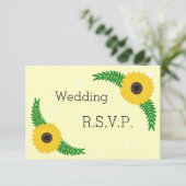 Hochzeit von gelbfarbenen Sonnenblumen RSVP Karte (Stehend Vorderseite)