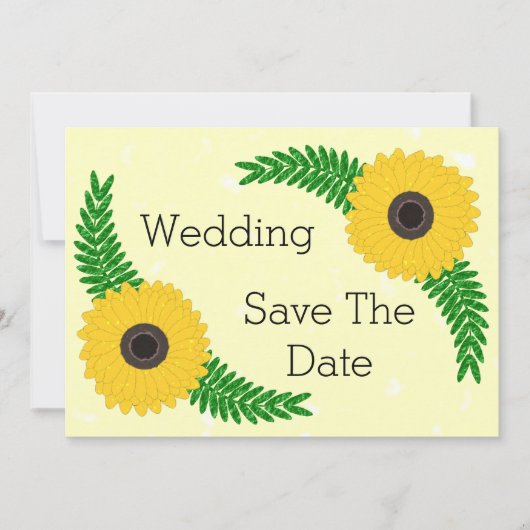 Hochzeit von gelbfarbenen Sonnenblumen Save The Date (Vorderseite)