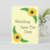 Hochzeit von gelbfarbenen Sonnenblumen Save The Date (Stehend Vorderseite)