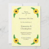 Hochzeit von gelbfarbenen Sonnenblumen Save The Date (Rückseite)