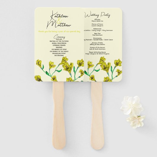 Hochzeit von Gelbflora Fächer (Vorne und Hinten)