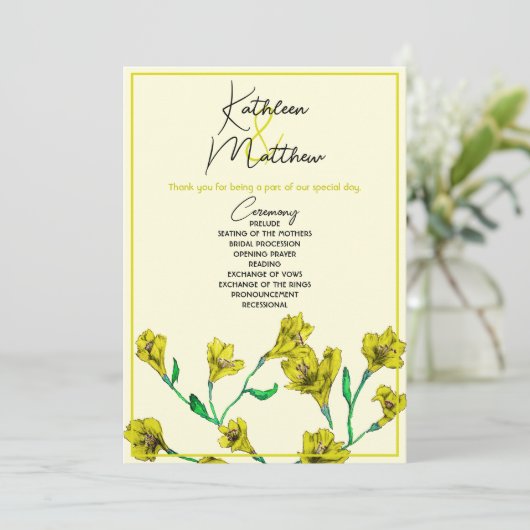 Hochzeit von Gelbflora Programm (Stehend Vorderseite)