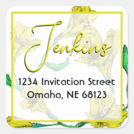 Hochzeit von Gelbflora Quadratischer Aufkleber