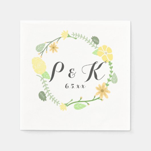 Hochzeit von Gelbflorenkranz Serviette (Vorderseite)