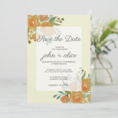 Hochzeit von Gelborange und Creme Save The Date (Stehend Vorderseite)