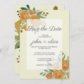 Hochzeit von Gelborange und Creme Save The Date (Vorne/Hinten)