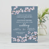 Hochzeit von gemalten Kirschblüten Einladung (Stehend Vorderseite)